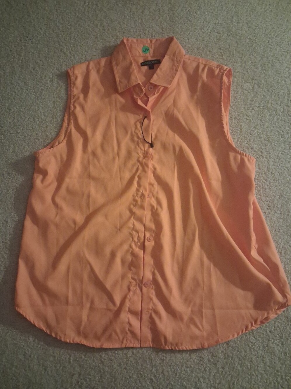 Goddess Sleeveless Peach Button-Front Chemise